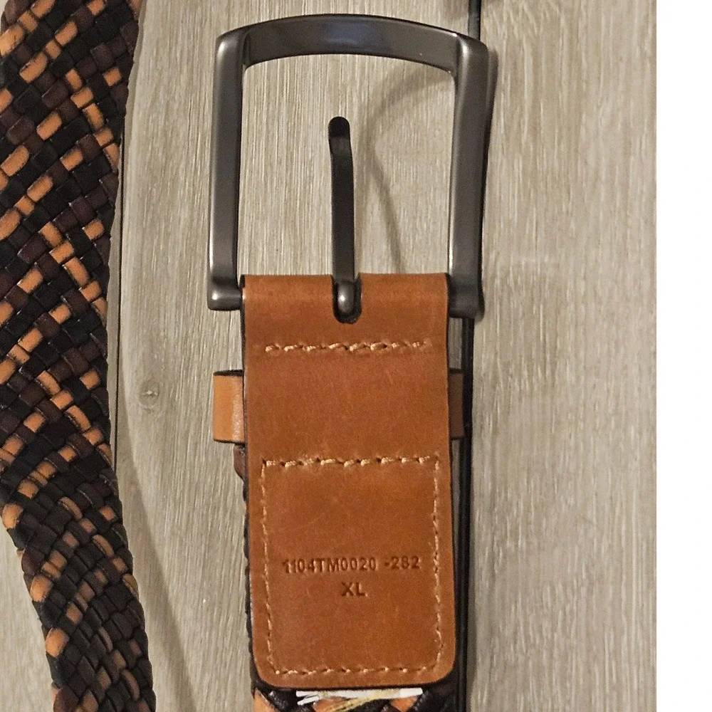 Tommy Bahama Mens Woven Leather Belt Brown Braided Marlin Logo XL 1104TM0020-282